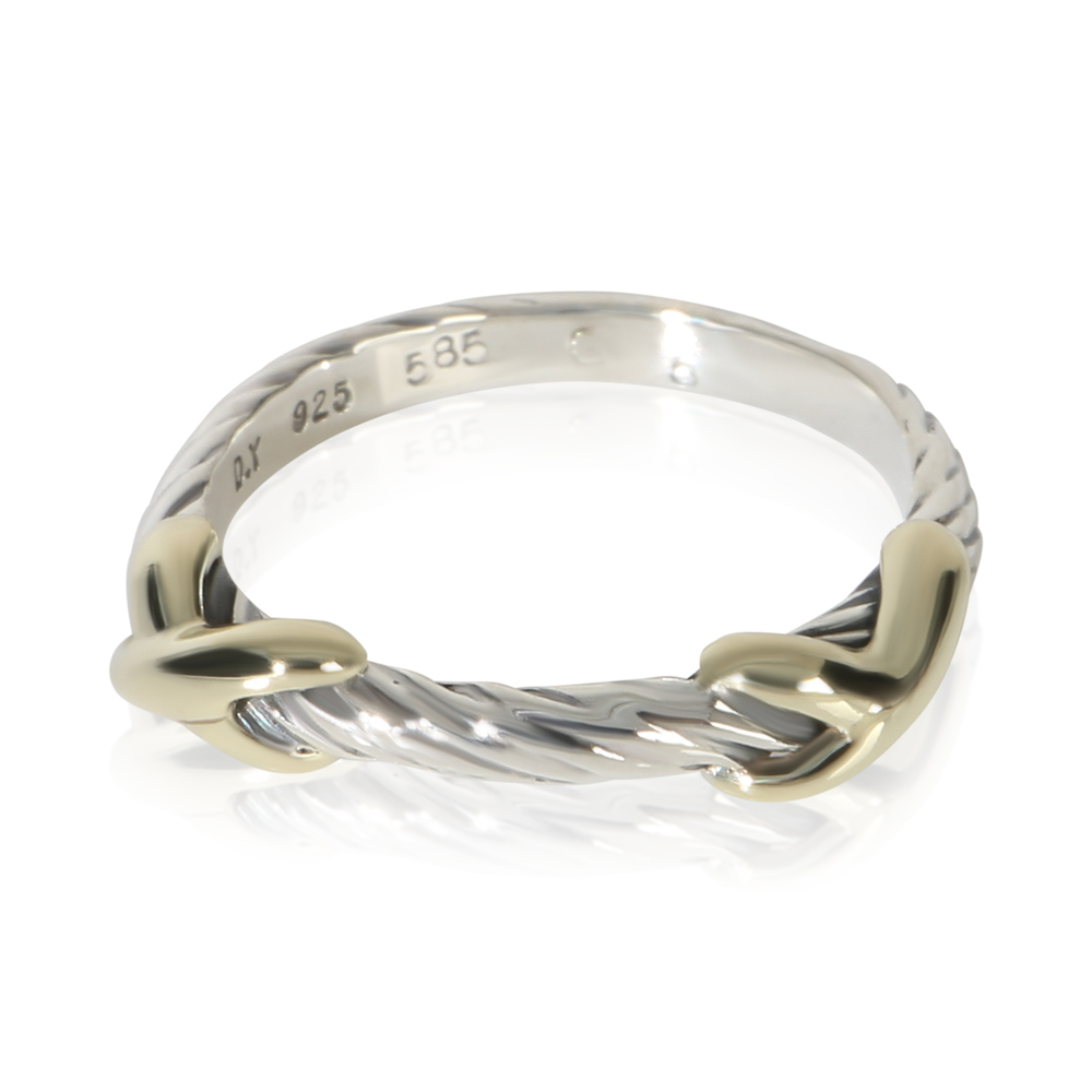 David Yurman Yellow Gold & Sterling Silver  Cable X Ring